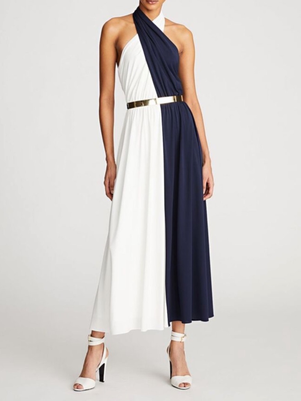 Halston Sondra Halter Midi Dress NWT SIZE US 4  MSRP $645